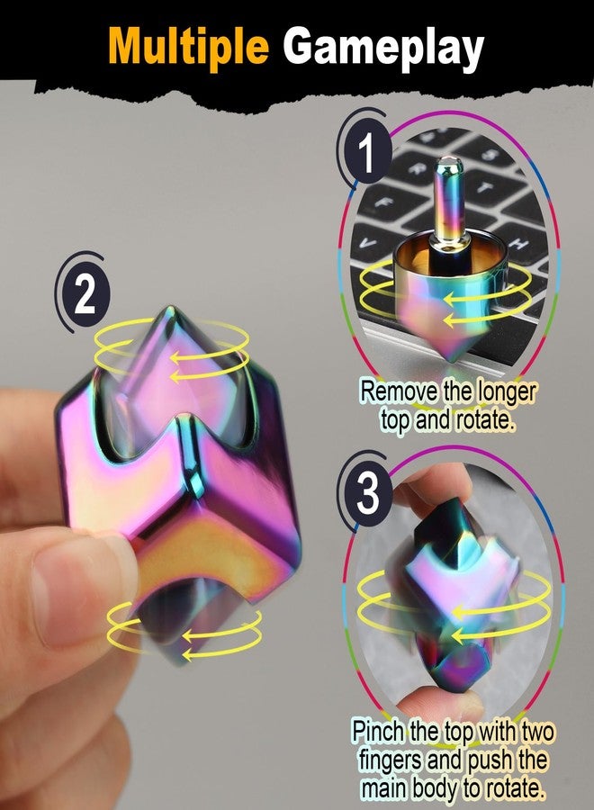 Dilabnba Infinity Cube Fidget Spinner Toy for Kid Adult, Metal EDC Fidget Block Figner Spinner 4 in 1 Focus Spinning Toy, Cool Sensory Desk Gadget Stress Relief Gift for Boy Girl Teen Men (Rainbow) - Image 2